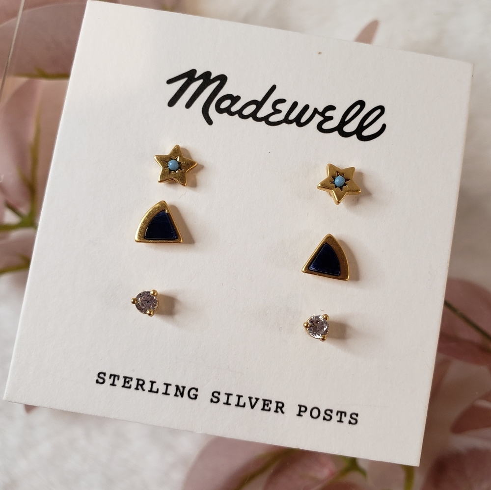 Madewell Sterling Silver Post Earrings set of 3
